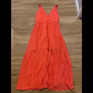 Coral Knotted Strap Maxi Dress - Abercrombie, Size Large *NWT*